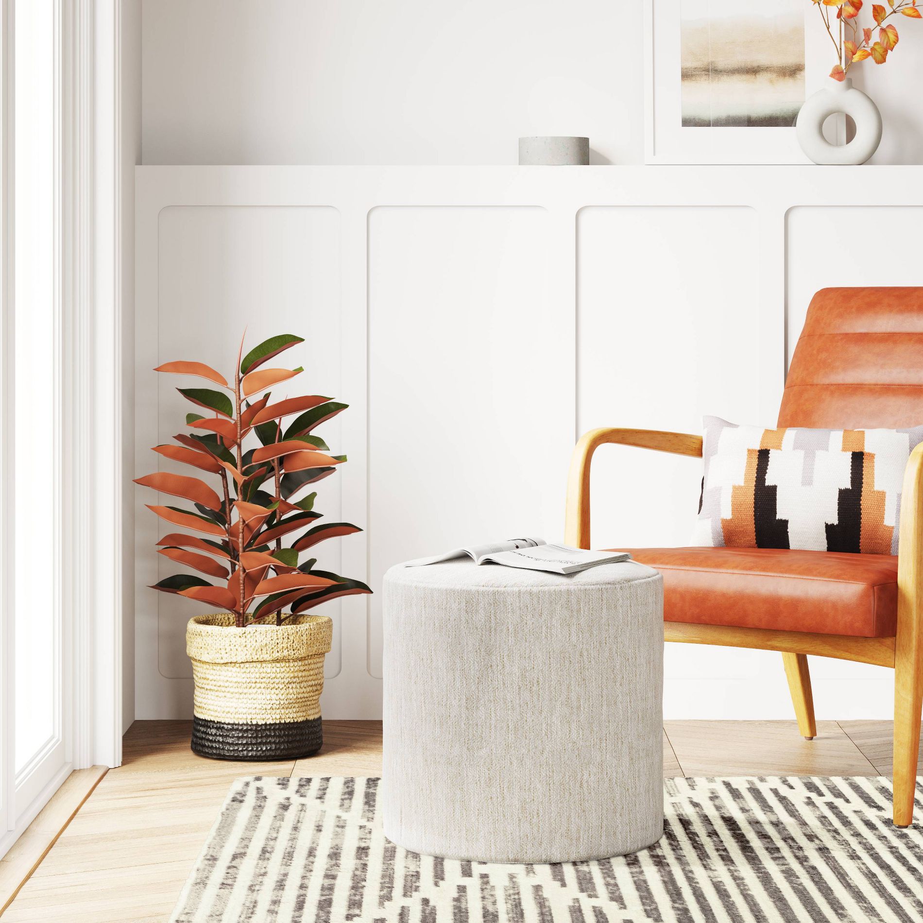 Bodrum Round Upholstered Ottoman - Threshold™