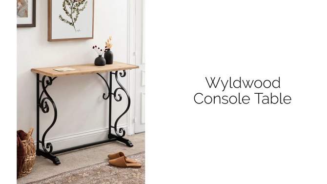Kate and Laurel Wyldwood Rectangle Wood Console Table, 13x36x30, Black, 2 of 10, play video