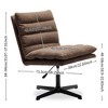 Okak Fabric Modern Accent Chair Swivel, Cross Legged Office Chair, Adjustable Armless Wide Home Lounge Chair for Bedroom, Living Room - 2 of 4