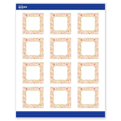 Avery Square Cards, 2" x 2", Gold-Pink Berries, Matte, 120ct