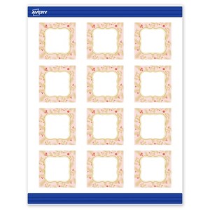 Avery Square Cards, 2" x 2", Gold-Pink Berries, Matte, 120ct - 1 of 4