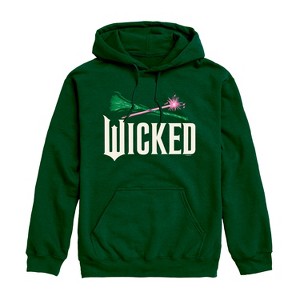 Men's - Wicked - Wand And Broomstick Logo -Mens Long Sleeve Fleece Pullover Hoodie Graphic Fleece Pullover Hoodie - 1 of 4