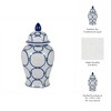Decorative Ceramic Temple Jar for Living Room Decor - Stylish Home Decor for Bedroom, Office, and Table Centerpiece - Blue & White - 4 of 4