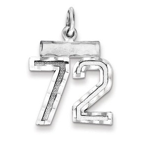 Black Bow Jewelry Sterling Silver, Varsity Collection, Small D/C Pendant, Number 72 - 1 of 4