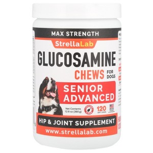 StrellaLab Glucosamine Chews, Max Strength, Senior Advanced, For Dogs, Chicken, 120 Soft Chews, 12.6 oz (360 g) - 1 of 3