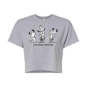 Women's - Peanuts - Snoopy Just Keep Dancing Cropped Graphic T-Shirt - 1 of 4