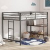 Gulches sturdy twin loft bed black with Cinnamon wood shelf for kids, space saving, Loft Bed with Ladder and Guardrails, Loft Bed Frame for Bedroom - 2 of 4