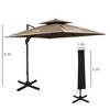 NicBex 10 Ft 2-Tier Cantilever Patio Umbrella,Square Offset Umbrella for Patio,Hanging Umbrella Outdoor with Crank,Cross Base,Brown - 3 of 4