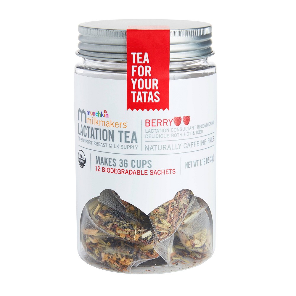 Munchkin Milkmakers Lactation Tea - Berry - 12ct: Organic Certified, Herbal Tea, Non-Caffeinated