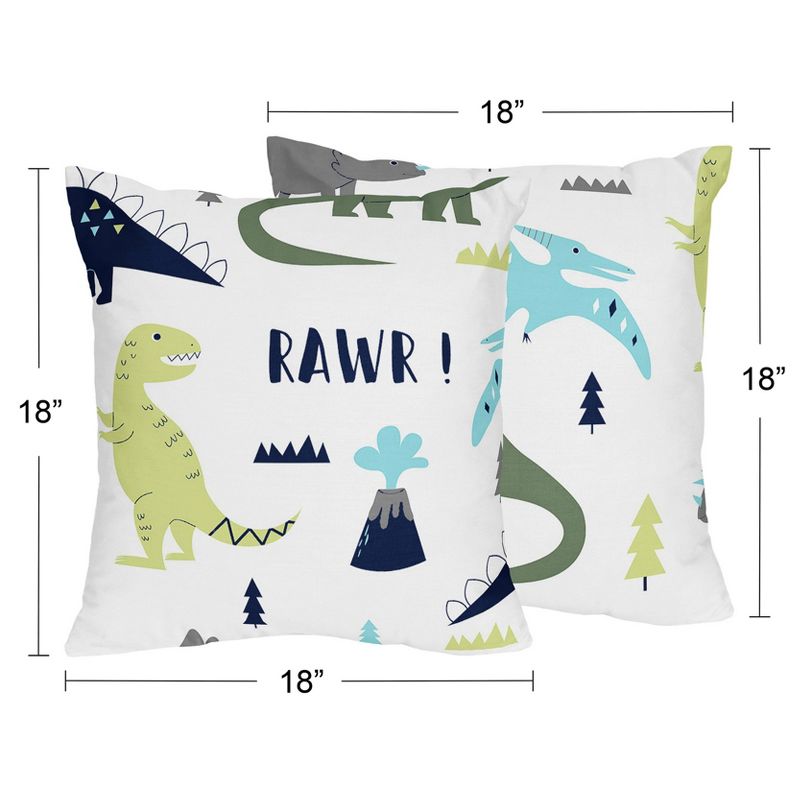 Set of 2 Mod Dinosaur Decorative Accent Kids&#39; Throw Pillow Blue &#38; Green - Sweet Jojo Designs, 5 of 6