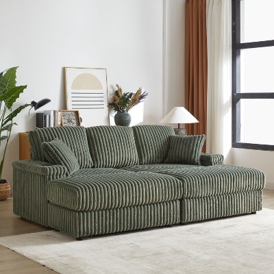 NicBex Couches for Living Room 84" Corduroy Sofa Bed 3-seater Modular Sectional Sofa Couch Upholstered Sleeper Sofa with Cup-holding Grooves