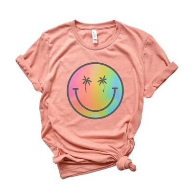 Simply Sage Market Women's Tie Dye Smiley Short Sleeve Graphic Tee - L - Sunset