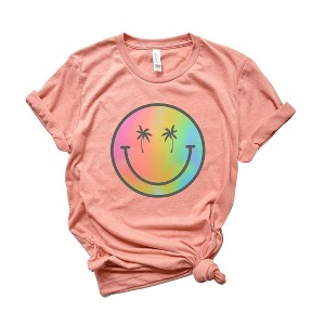 Simply Sage Market Women's Tie Dye Smiley Short Sleeve Graphic Tee - 2XL - Sunset - 1 of 3