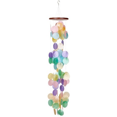 Rainbow Capiz Shell Waterfall Wind Chime for Outdoor Decor