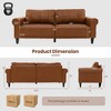 Costway Modern Sofa Couch PU Leather 81.5'' 3-Seater with 2 Back Pillows & 5 Wooden Legs - 3 of 4