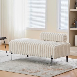 49.6" Upholstered Bench Loveseat with Adjustable Back and Metal Legs, Faux Fur End of Bed Bench for Entryway, Living Room, or Dining Room-Tanpinhause - 1 of 4
