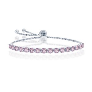 Bella Silver Sterling Silver 4MM Light Amethyst "June" Swarovski Element Adjusatble Bolo Bracelet - Purple - 1 of 2