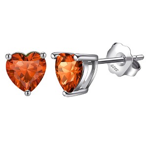 Birthstone Heart Earrings for Women by Ginger Lyne 6mm CZ Solitaire Stud Earrings Sterling Silver - 1 of 4