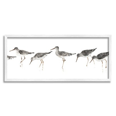 Stupell Industries Beach Bird Sandpipers Minimal Grey White Painting