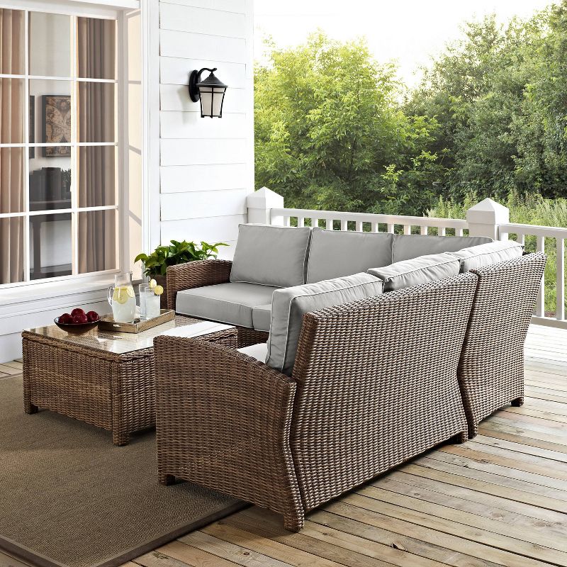 Crosley 4pc Bradenton Steel Outdoor Patio Sectional Sofa Furniture Set, 4 of 20