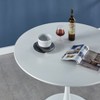 Gulches 42.1" White Tulip Dining Table - Round MDF Top & Metal Pedestal Base, Mid-Century Style for 4-6 People - 2 of 4