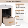 Whisen Modern Round Nightstand with Storage Drawer & Open Shelf, Curved Design for Home - 4 of 4