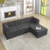 TiramisuBest L-Shaped Modular Sectional Sofa, Compressed Corduroy Couch, Modern Minimalist Sleeper Sofa for Living Room & Bedroom,Grey - 2 of 4