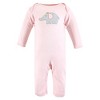 Hudson Baby Infant Girls Cotton Coveralls, Pink Gray Elephant - 3 of 4