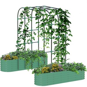 Raised Garden Bed Trellis Raised Bed Kit – 95Ft”Planter Raised Garden Boxes Outdoor, Oval Large Metal Raised Garden Beds, Garden Arch - 1 of 4