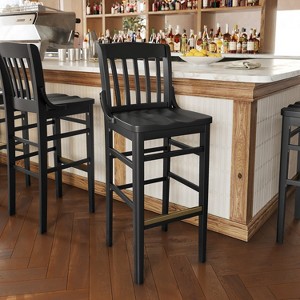 Flash Furniture HERCULES Series Finished School House Back Wooden Restaurant Barstool - 1 of 4
