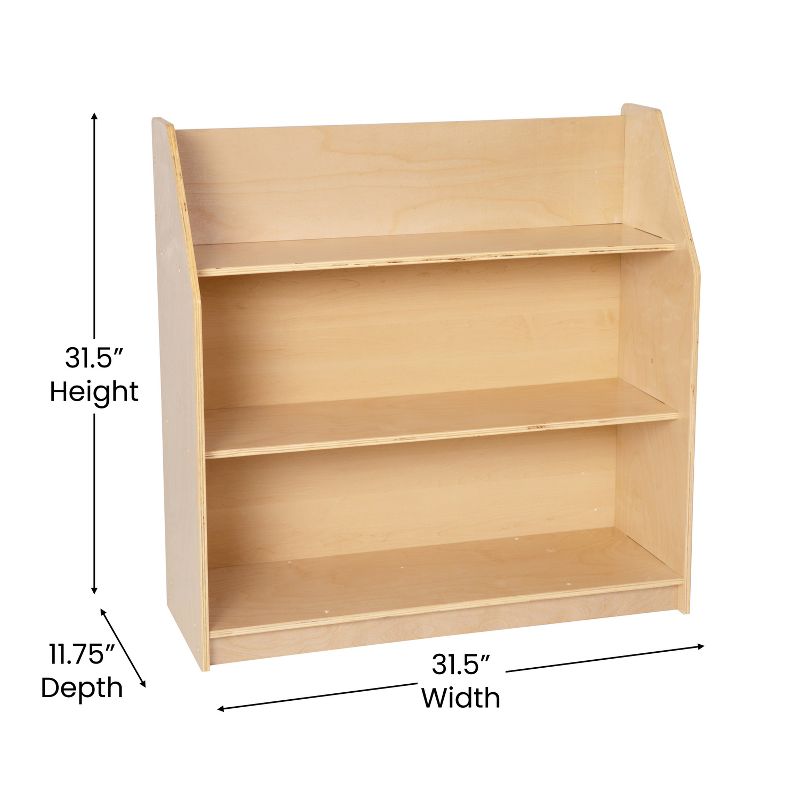 Flash Furniture Natural Wooden 3 Shelf Book Display with Safe, Kid Friendly Curved Edges - Commercial Grade for Daycare, Classroom or Playroom Storage, 5 of 12