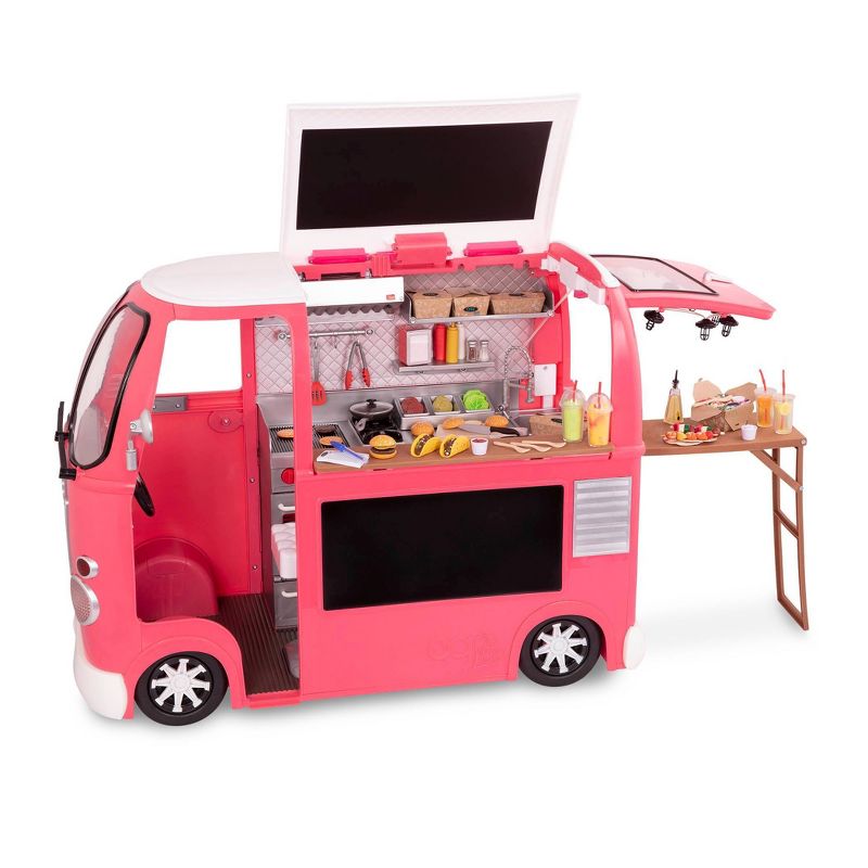 Our Generation Grill to Go Food Truck Playset with Electronics for 18&#34; Dolls - Pink, 1 of 14
