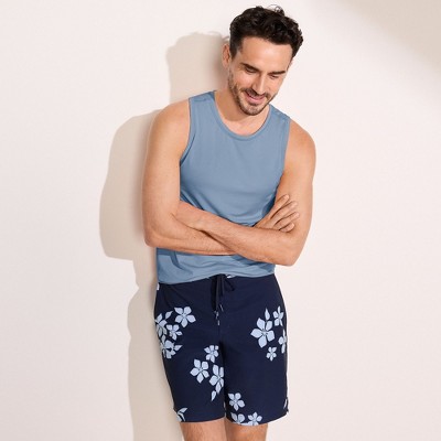 Lands' End Men's 9" Quick Dry Board Shorts - 34 - Navy/Dusty Blue Phlox Floral — фото 3