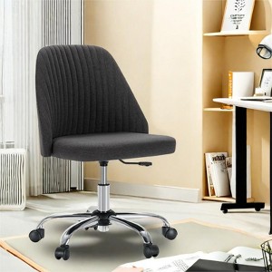 GlasFlength Modern Fabric Seating Sets with Wheels, Armless and Adjustable Swivel Office Desk Chairs, for a Variety of Occasions, Black, 21"*21"*18" - 1 of 4