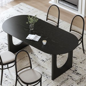 SpassWay 30" H Multi-Purpose Wood Table Sturdy Dual Pedestal Base Fits Kitchen/Office/Gaming Rooms (Black/Walnut/Natural) - 1 of 4
