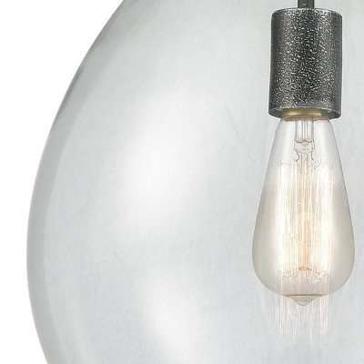 Clear Blown Glass Mini Pendant with Silvered Graphite Finish