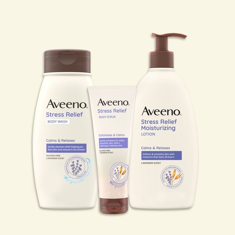 Aveeno Stress Relief Exfoliating Body Scrub - Lavender - 8oz, 4 of 13