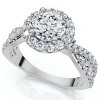 Pompeii3 1 Ct Halo Intertwined EX3 Lab Created DIamond Engagement Ring 14k White Gold - 3 of 4