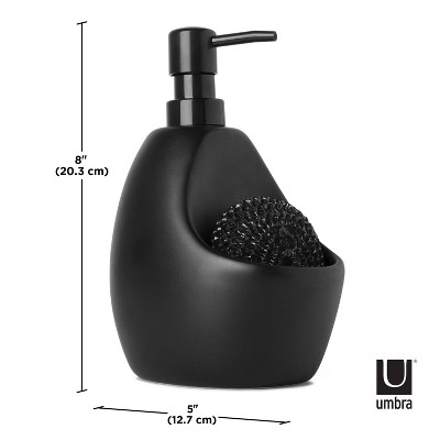 Black Stainless Steel Soap Dispenser with Scrubby Caddy