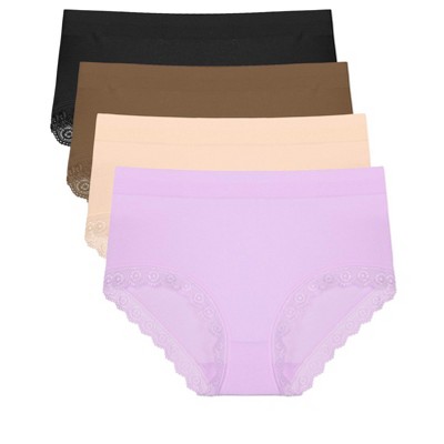 Agnes Orinda Women's Underwear 4 Pack Full Coverage Soft Briefs Hipster Panties