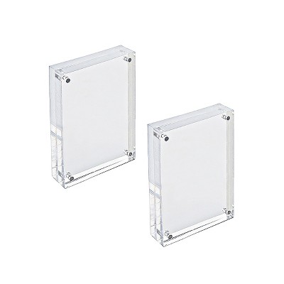 Clear Acrylic Magnetic Photo Block Frame Set with Two 4x6 Frames