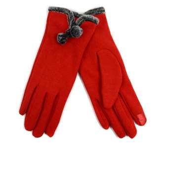 Women's Stylish Touch Screen Gloves with Fur Trim & Fleece Lining