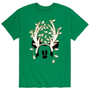 Men's - Disney - Mickey Antlers Gold Glitter Short Sleeve Graphic T-Shirt - 1 of 4