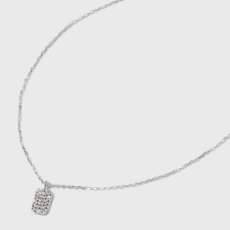 Sterling Silver Cubic Zirconia Tag Pendant Necklace - A New Day&#8482; Silver, 5 of 6