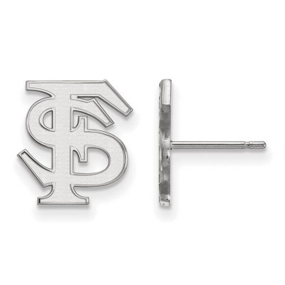 Black Bow Jewelry 14k White Gold Florida State Seminoles NCAA Post Earrings