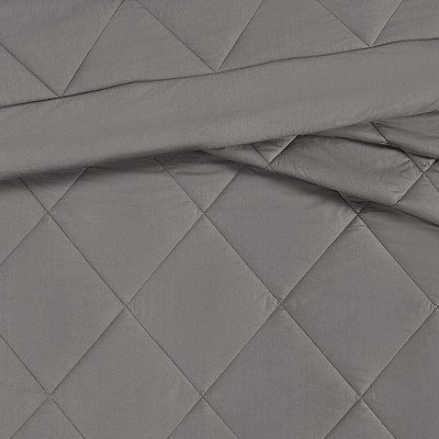 Gray Cotton Percale King Comforter Set with Down Alternative Fill