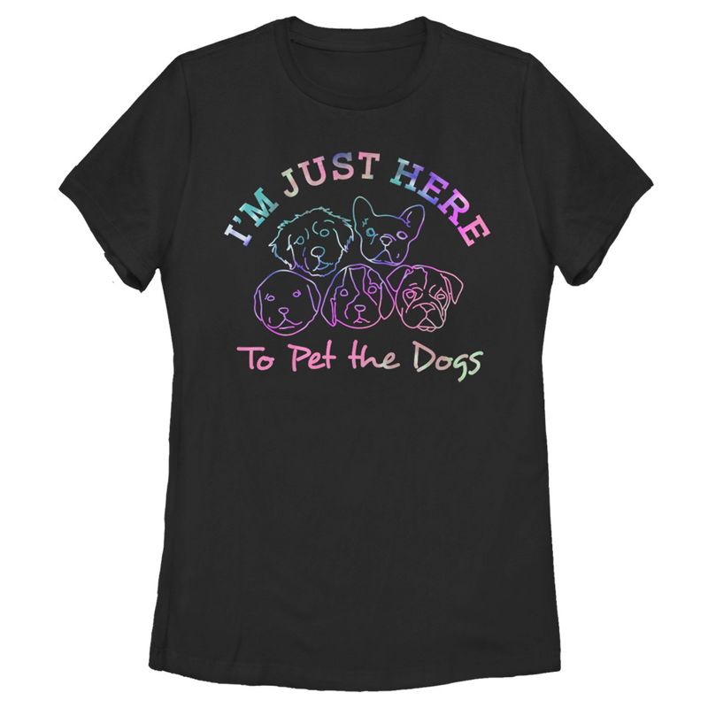 Women's Lost Gods Just Here to Pet Dogs T-Shirt, 1 of 4