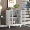 Modern Bathroom Cabinet Storage Organizer, With 2 Glass Doors And Adjustable Shelf, Free Standing Sideboard, Buffet Storage Cabinet - 3 of 4