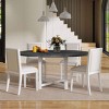 5 PCS Dining Set with Extendable Table, Farmhouse Style Dining Table with Removable Leaf, Wood Frame Chair with Polyester Cushion-Coolbibila - 3 of 4
