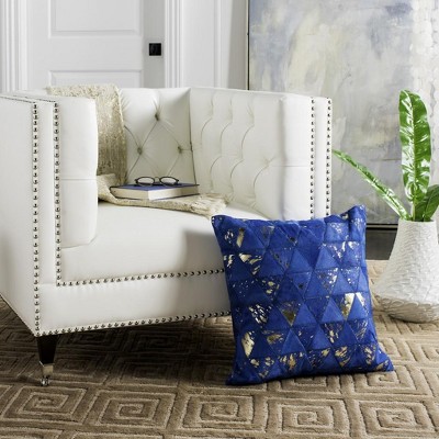 Clairton Blue and Silver Metallic Cowhide 20" Pillow